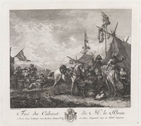 KG 14910
<br/>
Feestende soldaten in kampement
<br/>
<em>Texier, G. (werkz. ca 1750)</em>